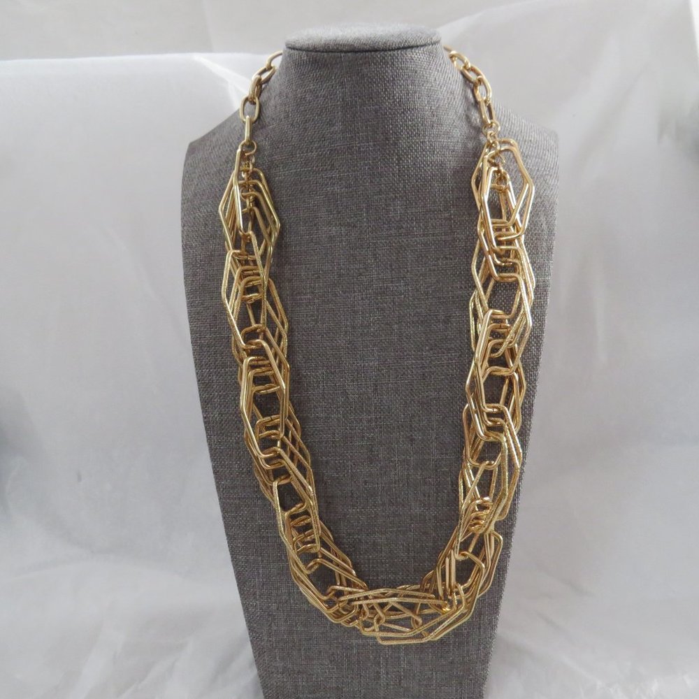 Gold-Tone Multi Textured Link Necklace